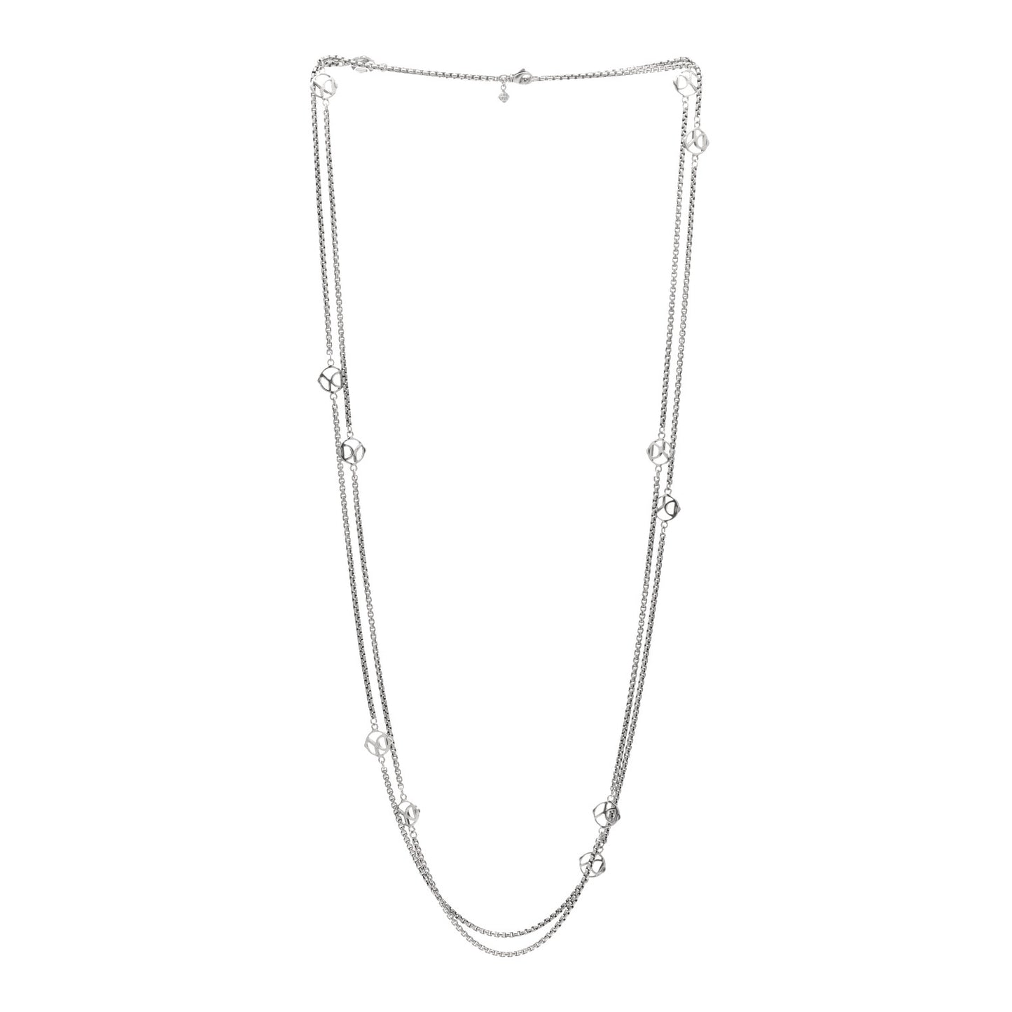 Sterling Silver Logo Station Necklace 72"
