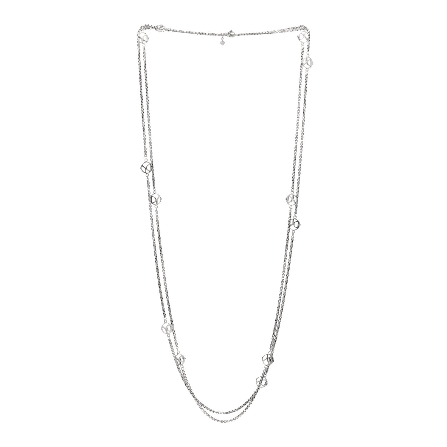 David Yurman Sterling Silver Logo Station Necklace 72" 2 of 3