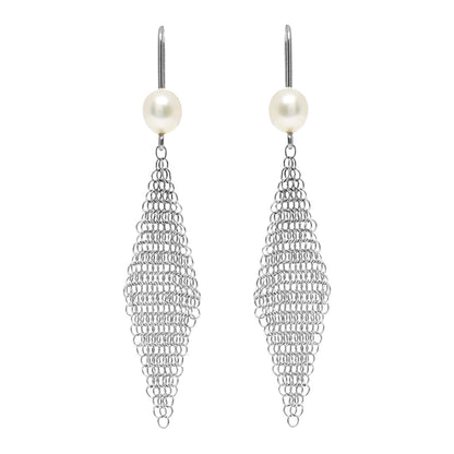 Tiffany Sterling Silver Pearl Elsa Peretti Mesh Earrings 1 of 4