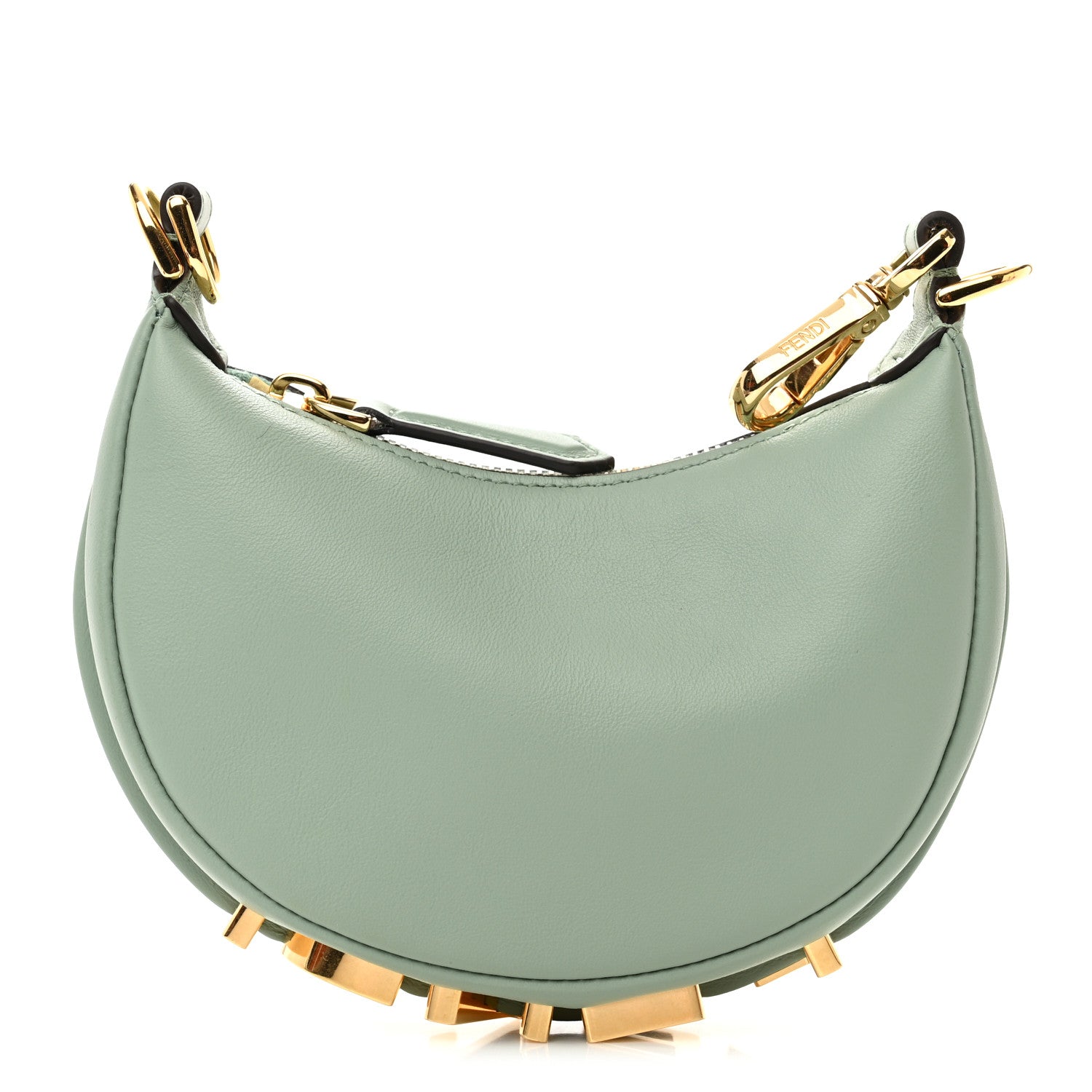 Fendi Vitello Grace New Matte Nano Fendigraphy Hobo Charm Menta 1 of 10