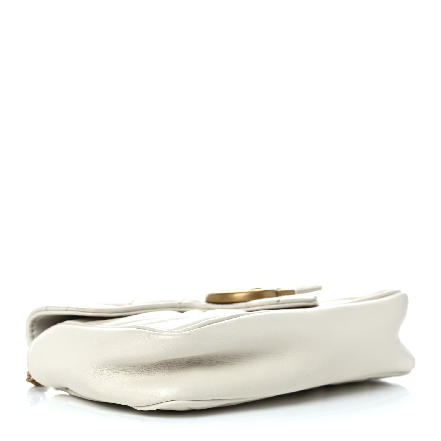Gucci Calfskin Matelasse Super Mini GG Marmont Shoulder Bag White 3 of 11