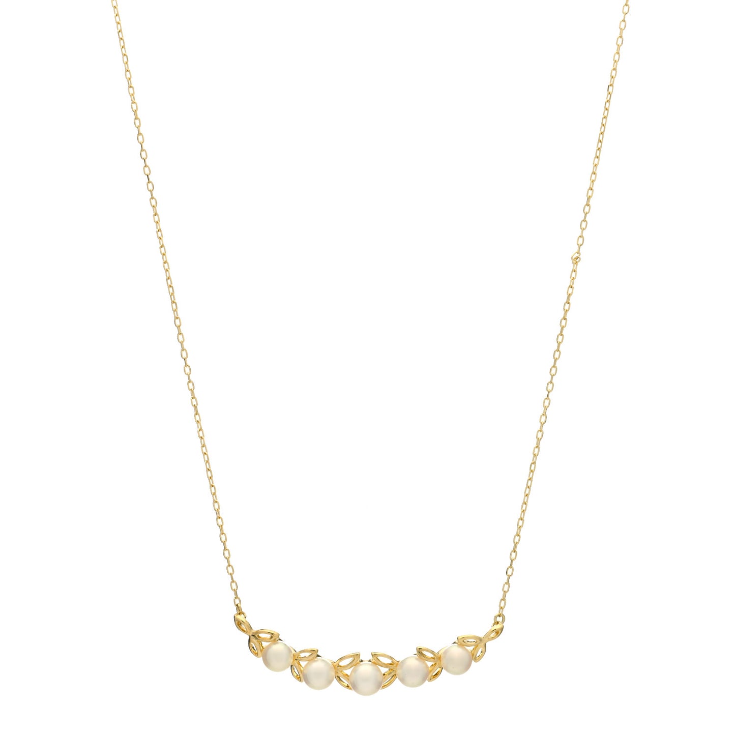 18K Yellow Gold Akoya Pearl 5.5-6mm Leaf Pendant Necklace