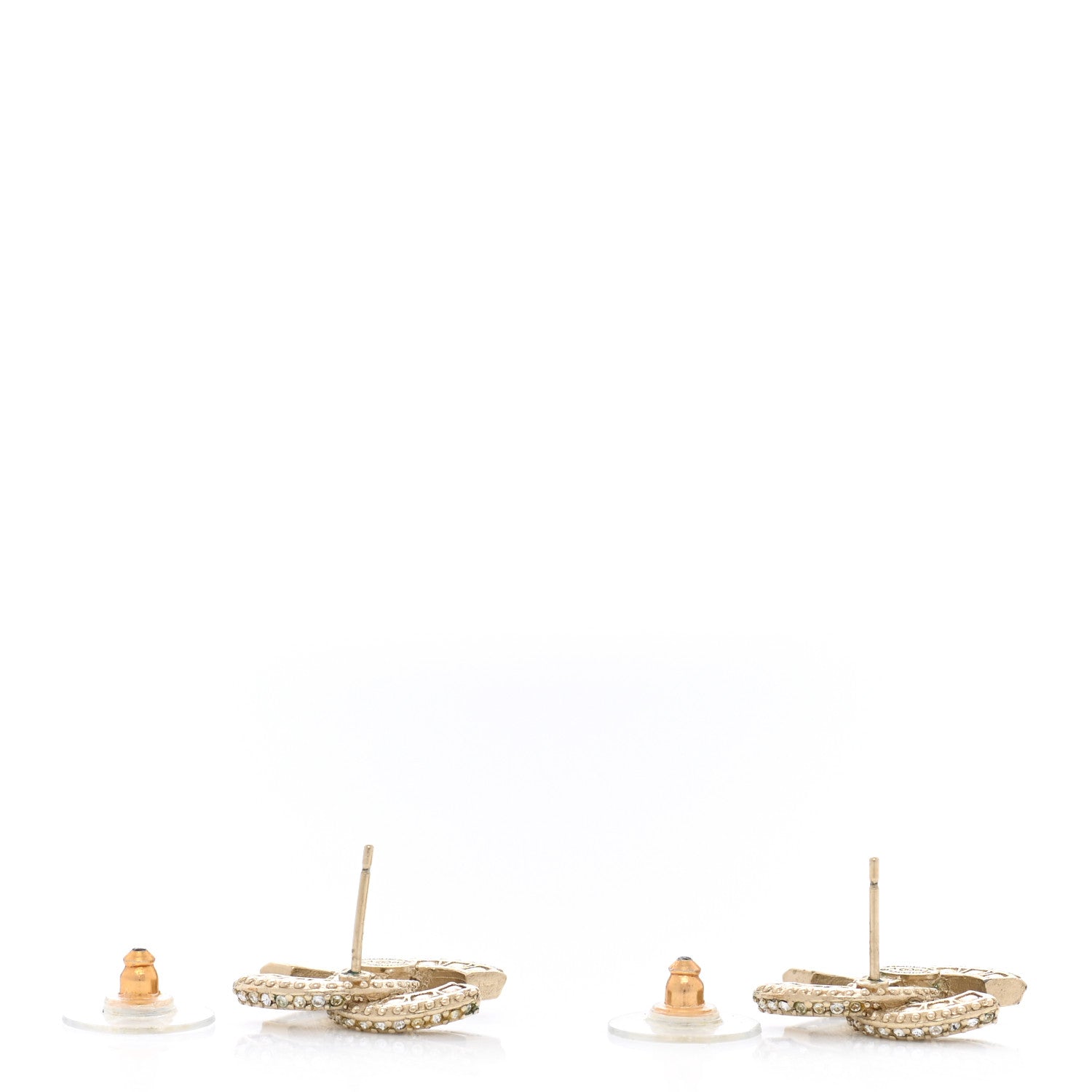 Chanel Crystal Timeless CC Earrings Light Gold 4 of 6