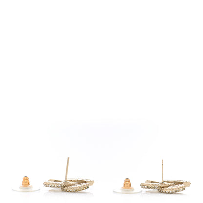 Chanel Crystal Timeless CC Earrings Light Gold 4 of 6