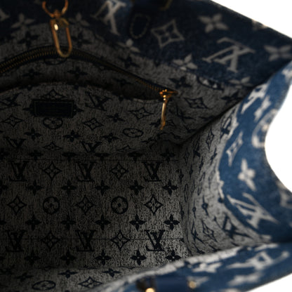Louis Vuitton Monogram Jacquard Denim Onthego MM Bleu 5 of 9