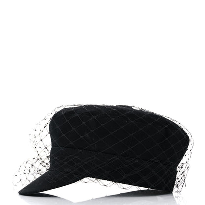 Christian Dior Cotton Canvas Arty Cap with Veil 58 Black 4 of 8