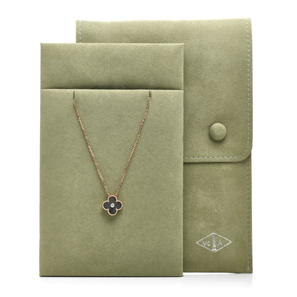 Van Cleef & Arpels 18K Rose Gold Diamond Grey Mother of Pearl Vintage Alhambra Pendant Necklace 5 of 5