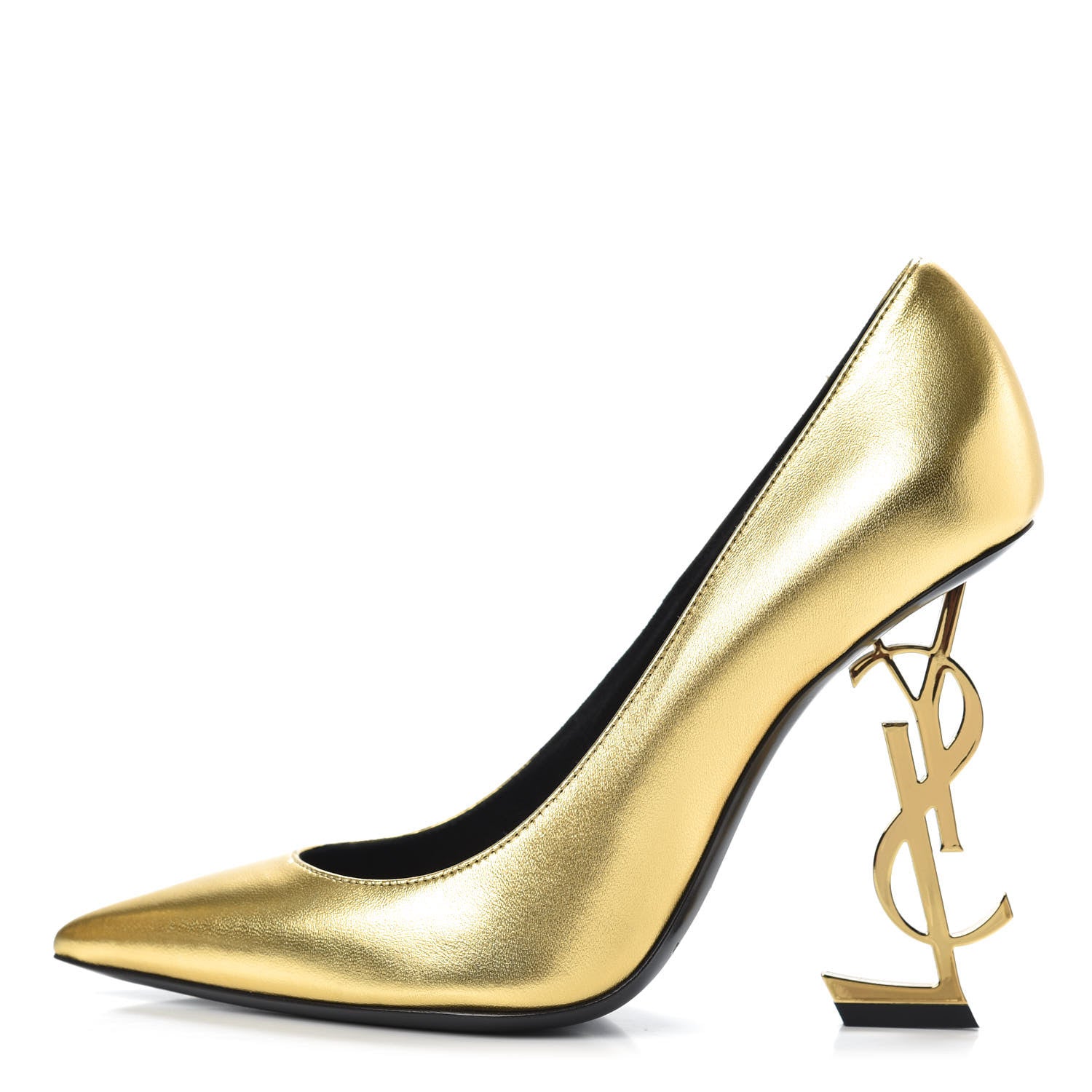 Saint Laurent Metallic Calfskin Opyum 110 Pumps 37 Oro 1 of 8