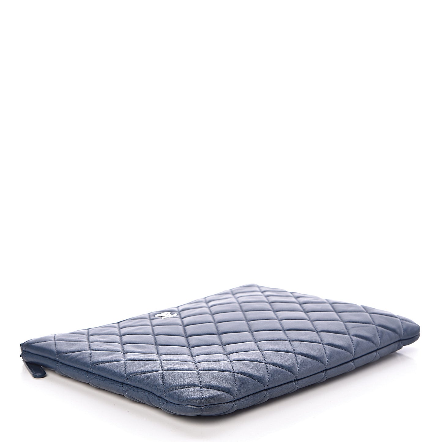 Lambskin Quilted Medium Cosmetic Case Dark Blue