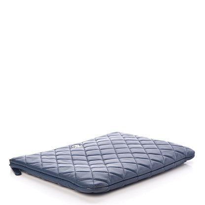 Chanel Lambskin Quilted Medium Cosmetic Case Dark Blue 4 of 8