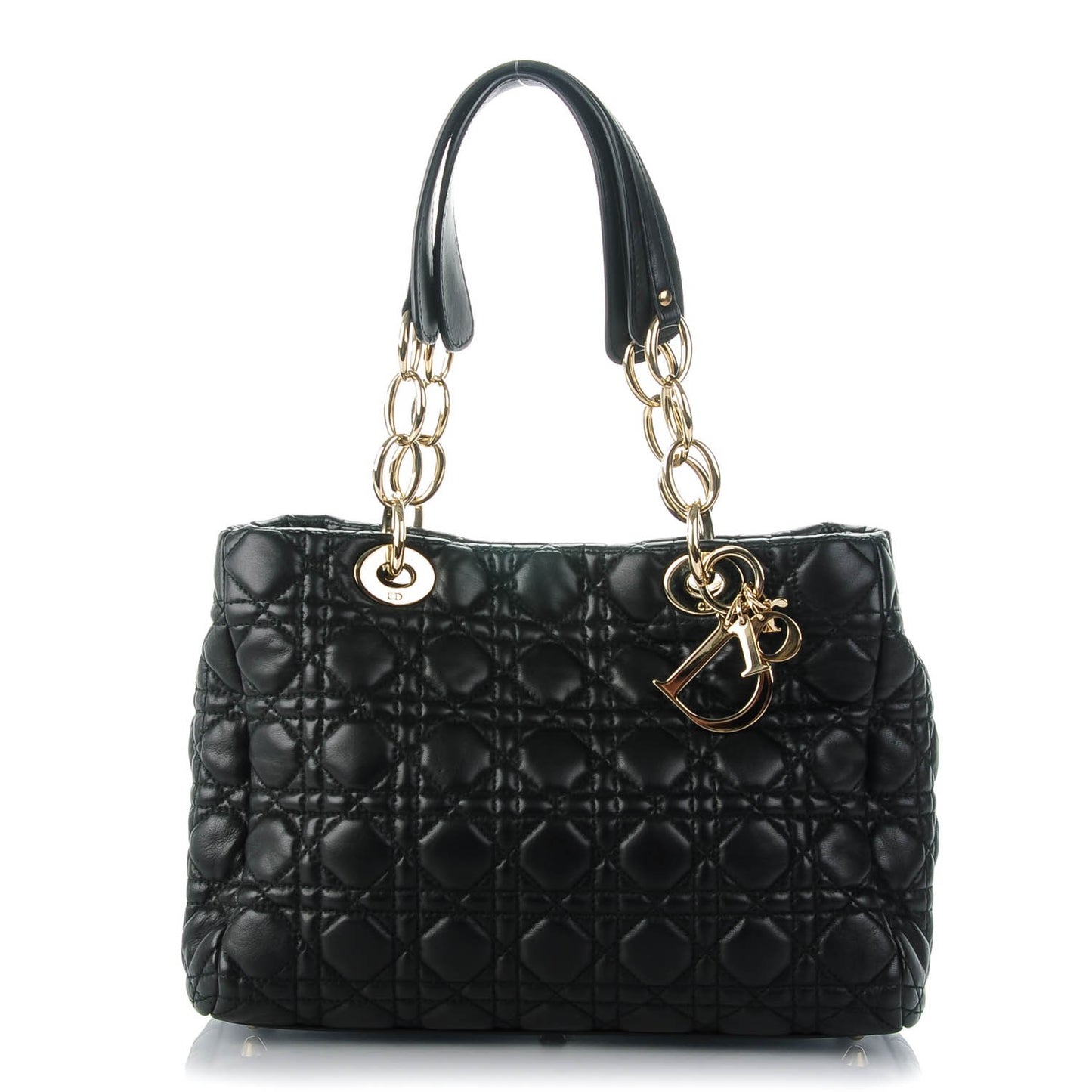 Lambskin Cannage Small Dior Soft Shopping Tote Black