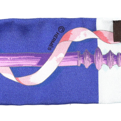 Hermes Silk Ferronnerie Twilly Mauve Rouge Ciel 4 of 4