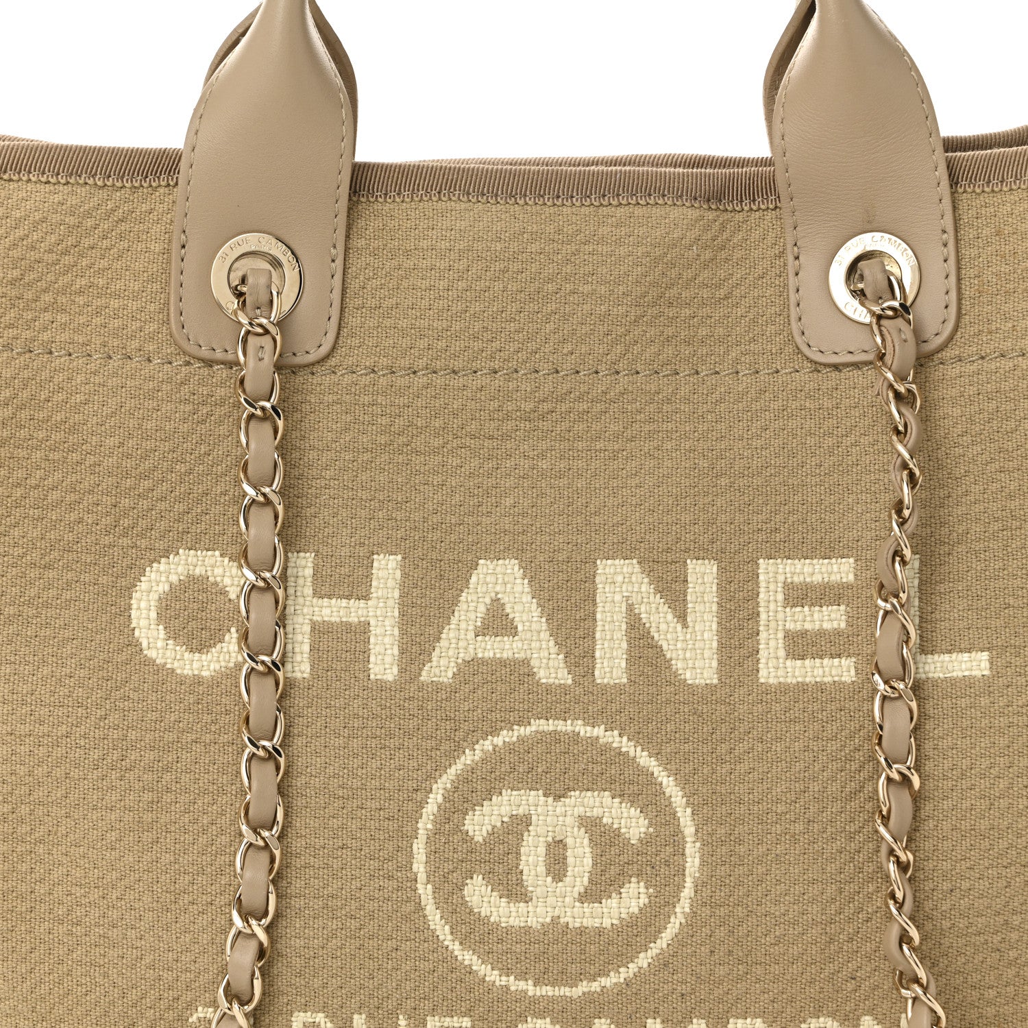 Chanel Canvas Small Deauville Tote Beige 9 of 13