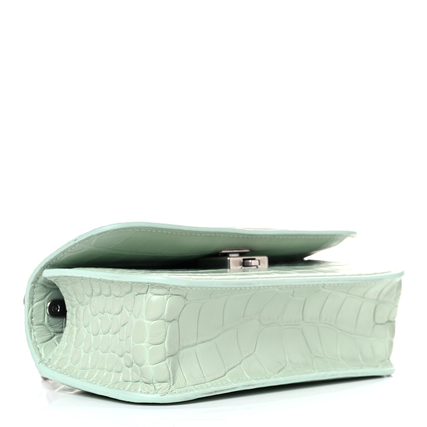 Extra Supple Calfskin Crocodile Embossed Gossip Chain Bag XS Light Green