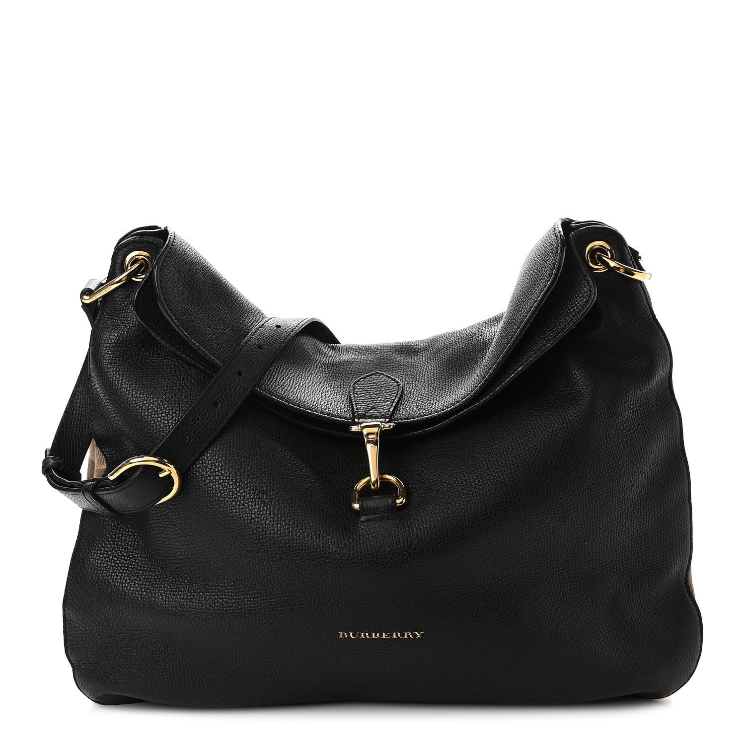 Burberry Derby Calfskin House Check Cornwall Hobo Black 1 of 11