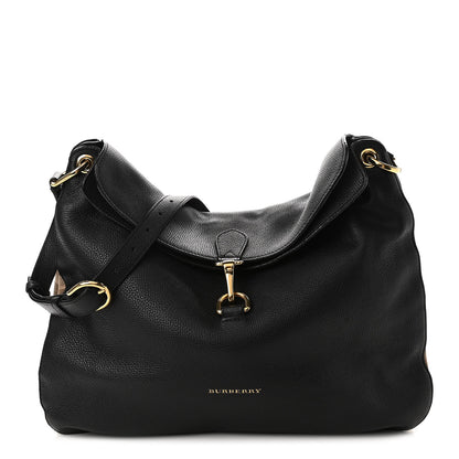 Burberry Derby Calfskin House Check Cornwall Hobo Black 1 of 11