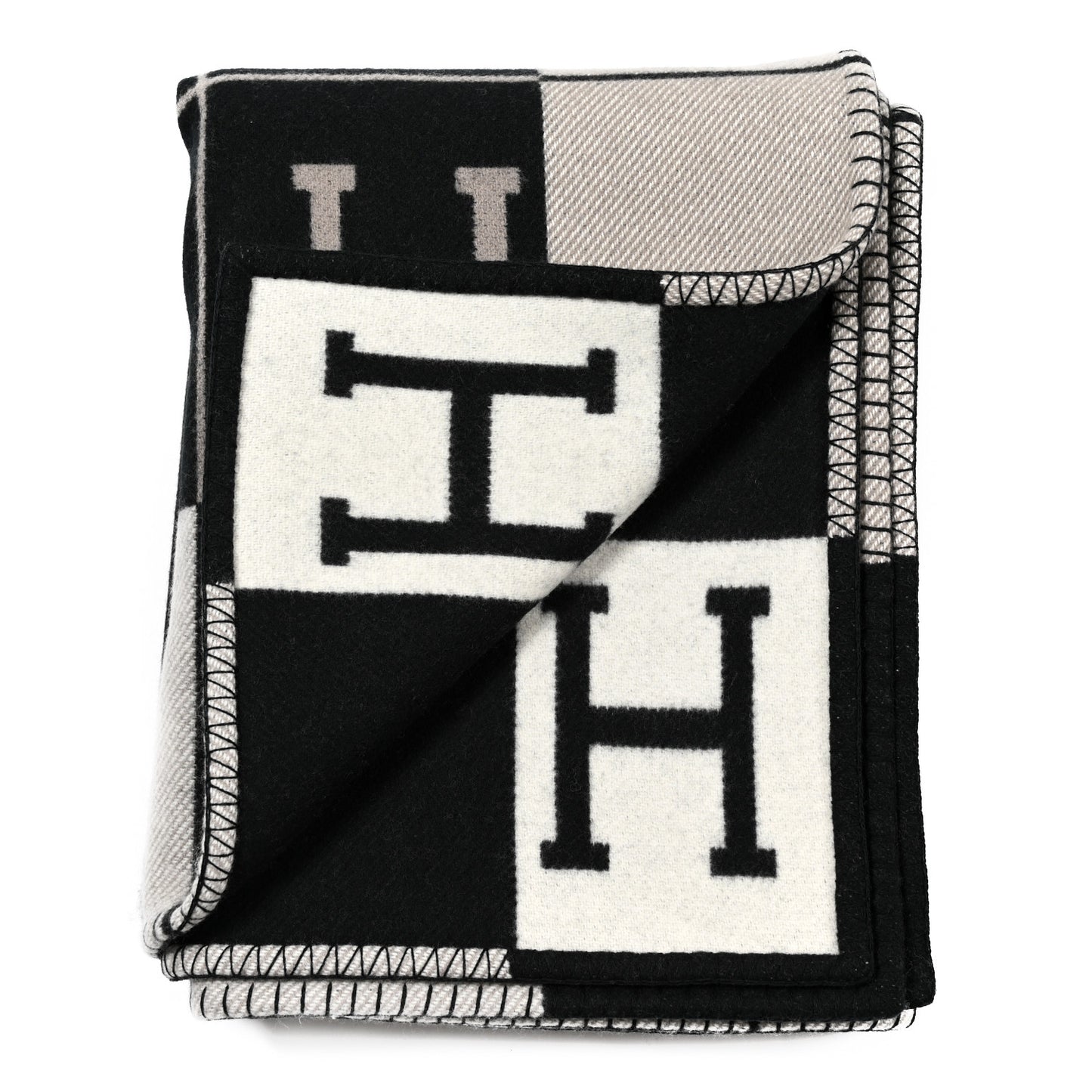 Wool Cashmere Avalon III Blanket Ecru Black