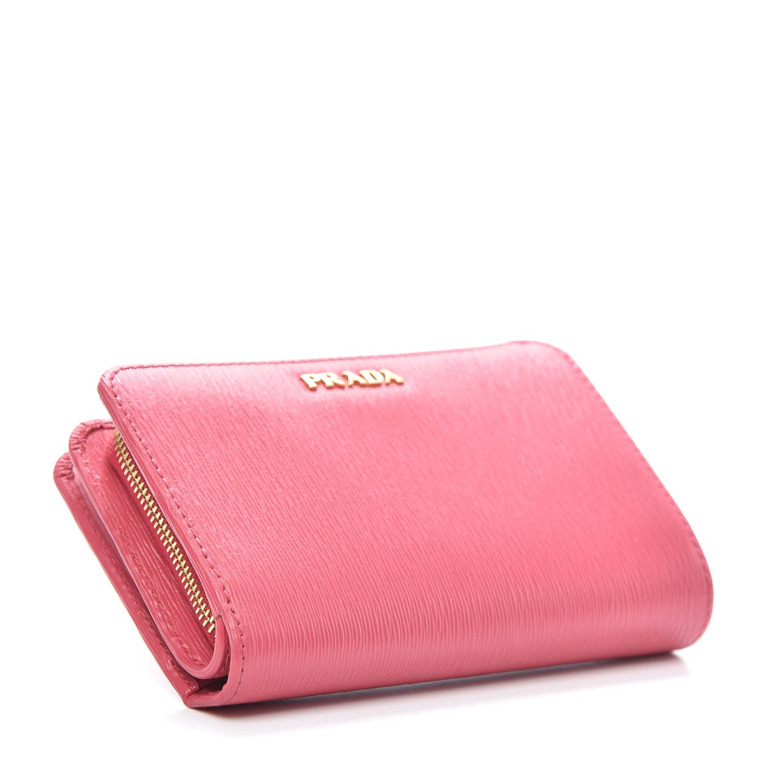 Prada Vitello Move Bi-Color Compact Wallet Peonia Geranio 4 of 6
