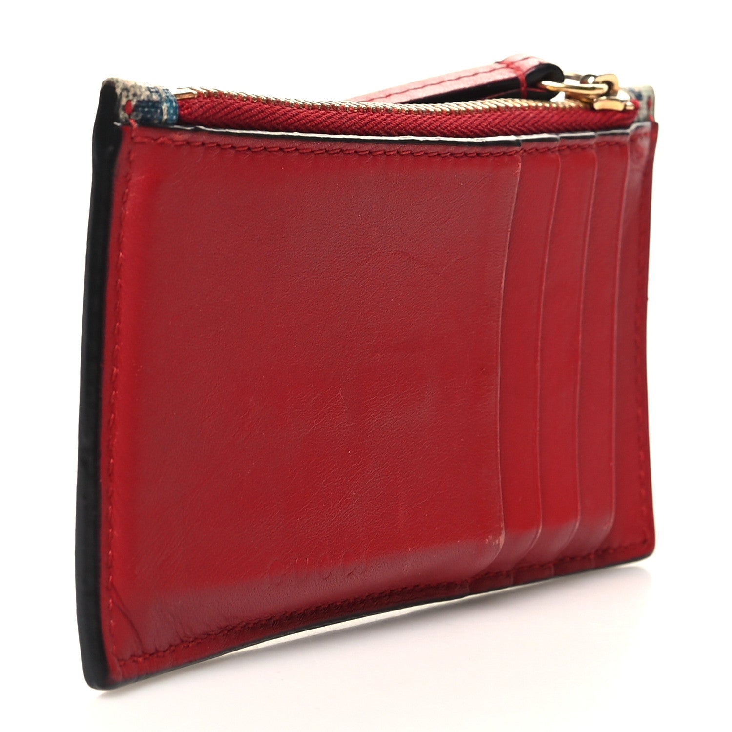 Gucci GG Supreme Monogram Blooms Coin Case Card Holder Beige Blue Navy Hibiscus Red 3 of 9