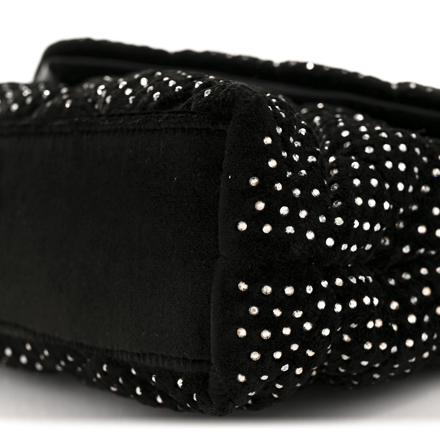 Saint Laurent Velvet Lambskin Quilted Rhinestone Sade Puffer Envelope Clutch Black 10 of 10