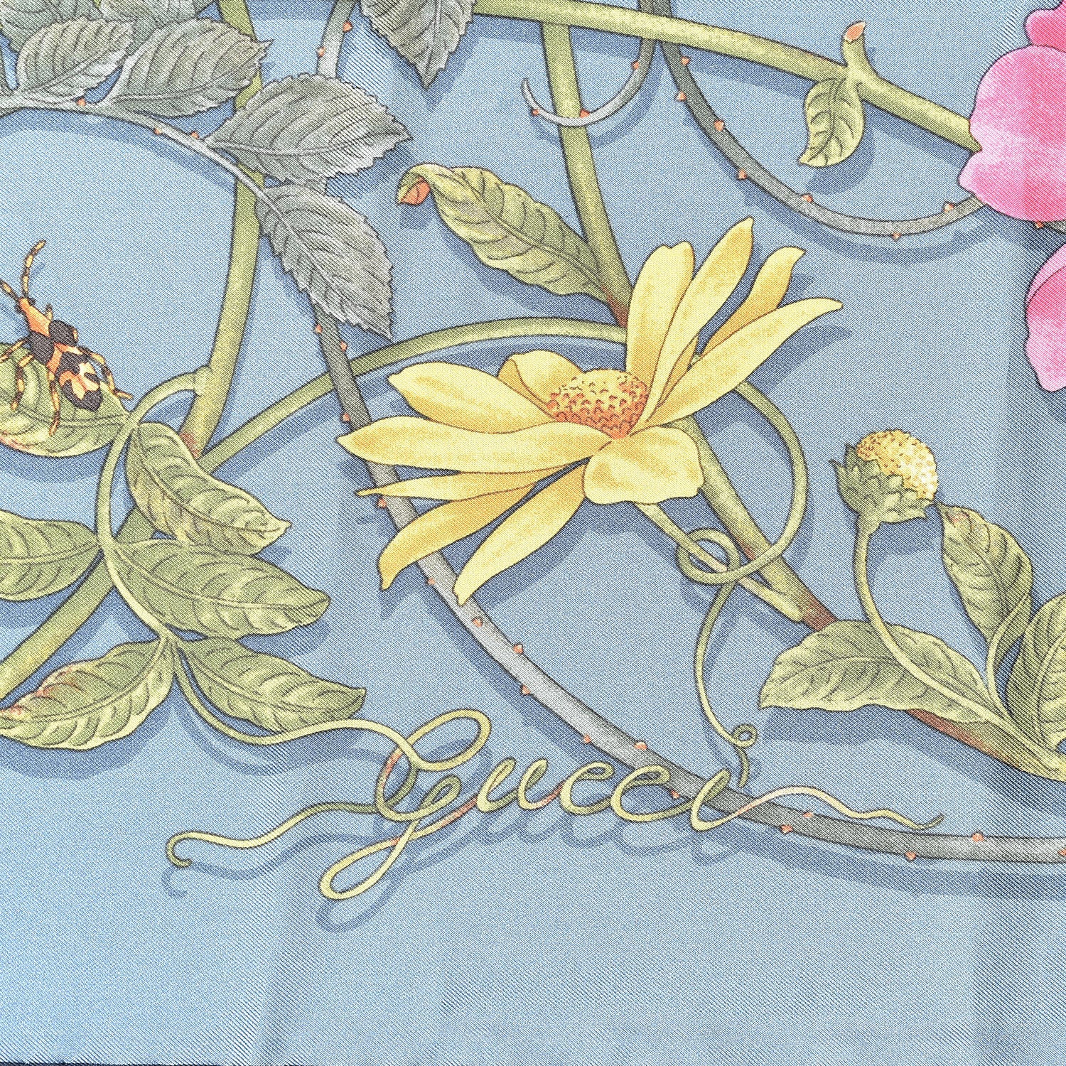 Gucci Silk Twill Flowerwebby Square Scarf Sky Blue 3 of 5