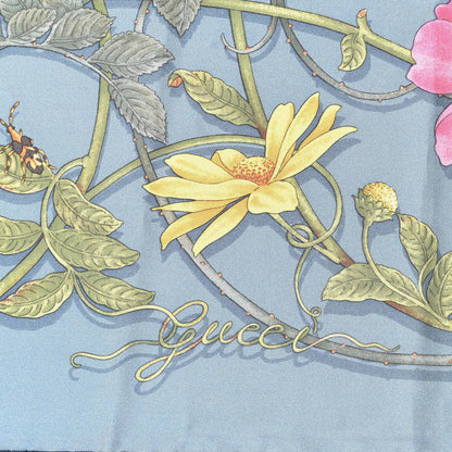 Gucci Silk Twill Flowerwebby Square Scarf Sky Blue 3 of 5