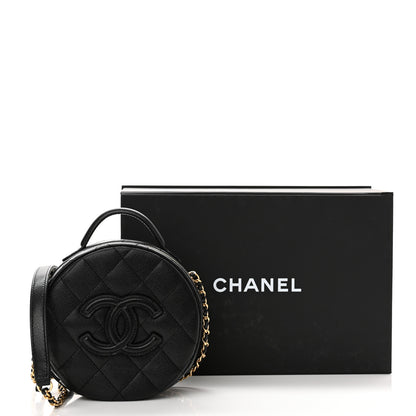 Chanel Caviar Quilted Small Round Vanity With Chain Black 11 of 11