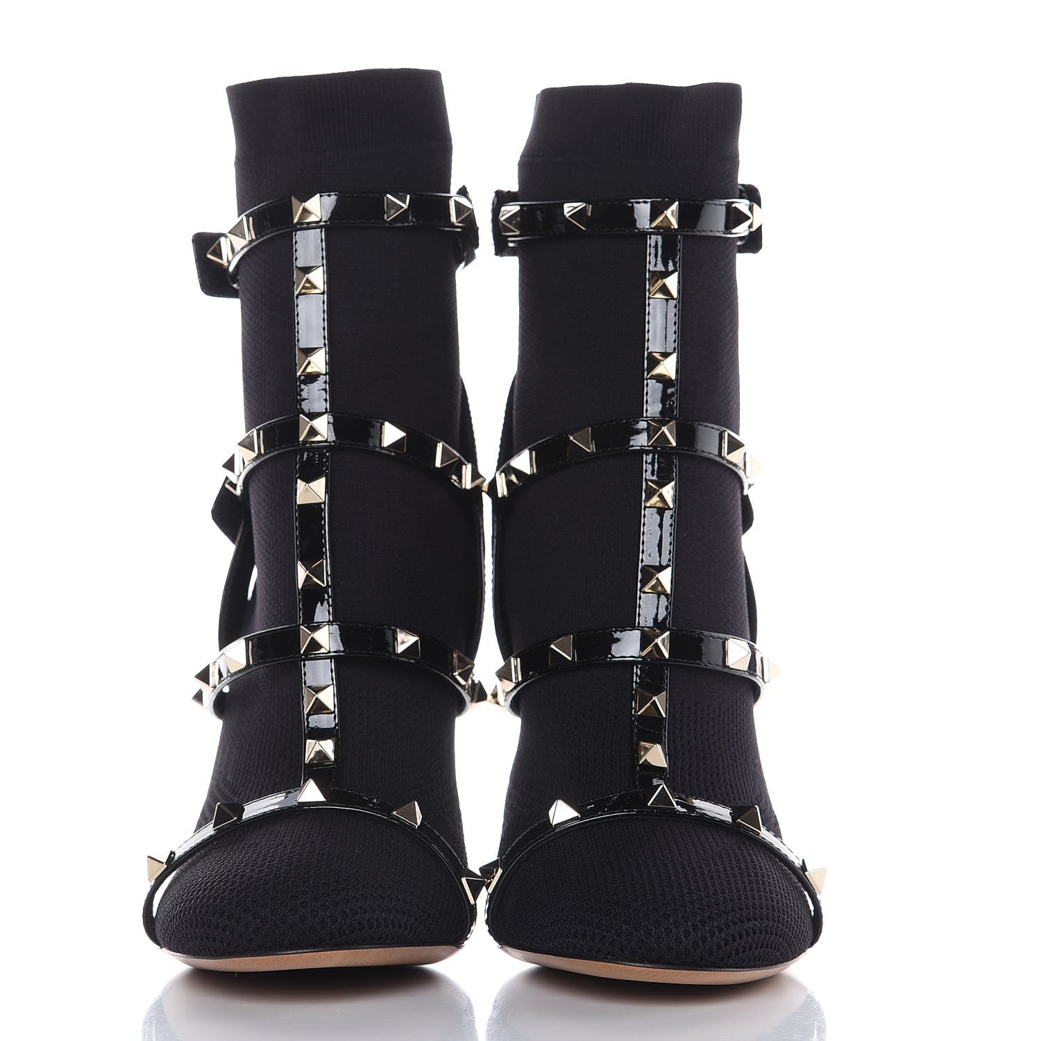Valentino Garavani Knit Patent Rockstud Bodytech 105mm Ankle Boots 39 Black 2 of 8