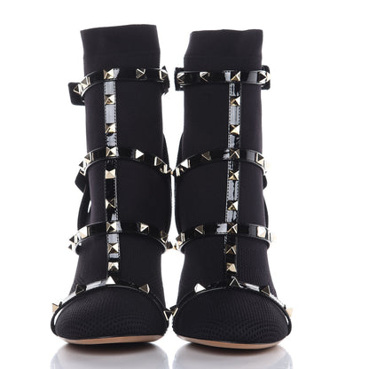 Valentino Garavani Knit Patent Rockstud Bodytech 105mm Ankle Boots 39 Black 2 of 8