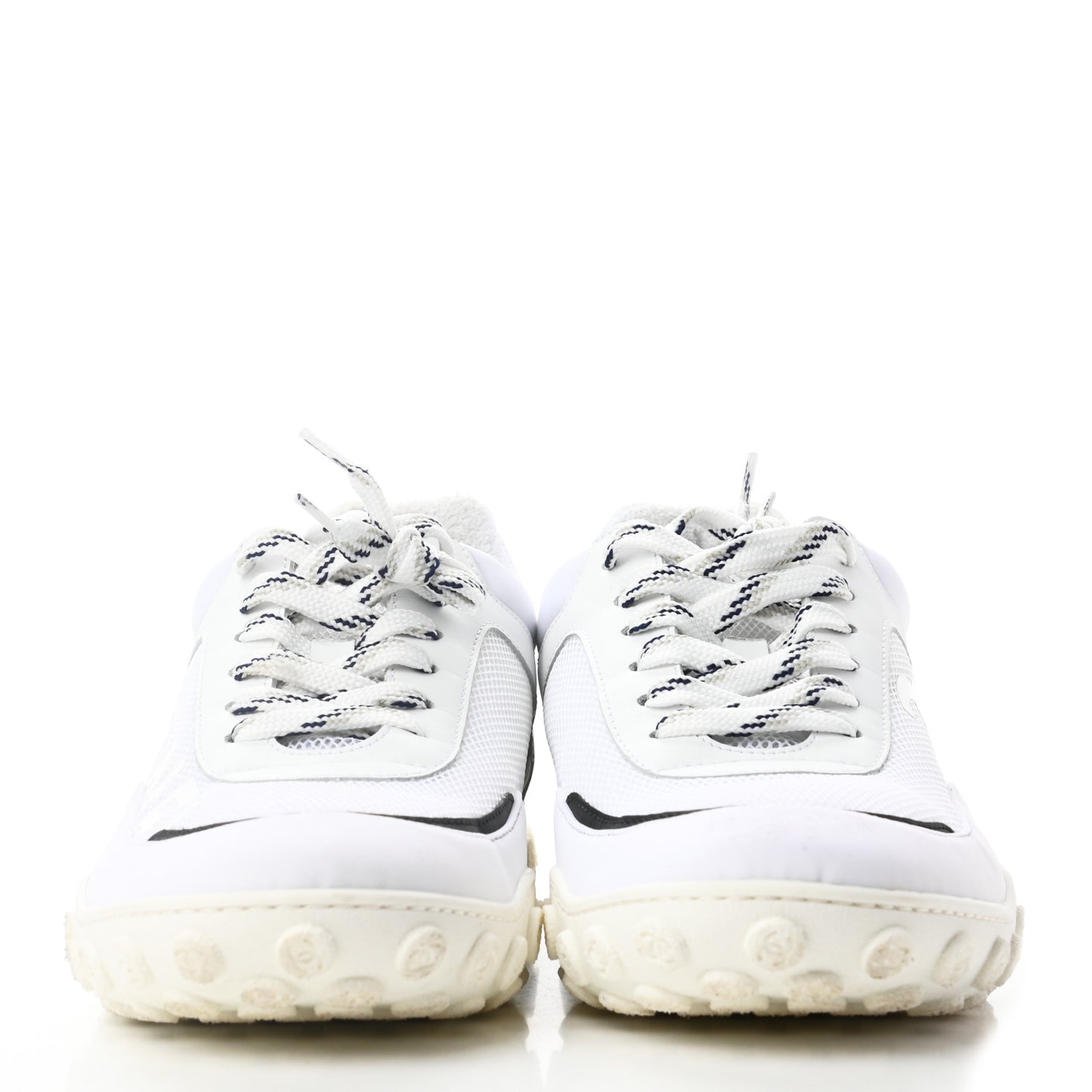 Calfskin Mesh Lycra Womens Logo Sneakers 40.5 White