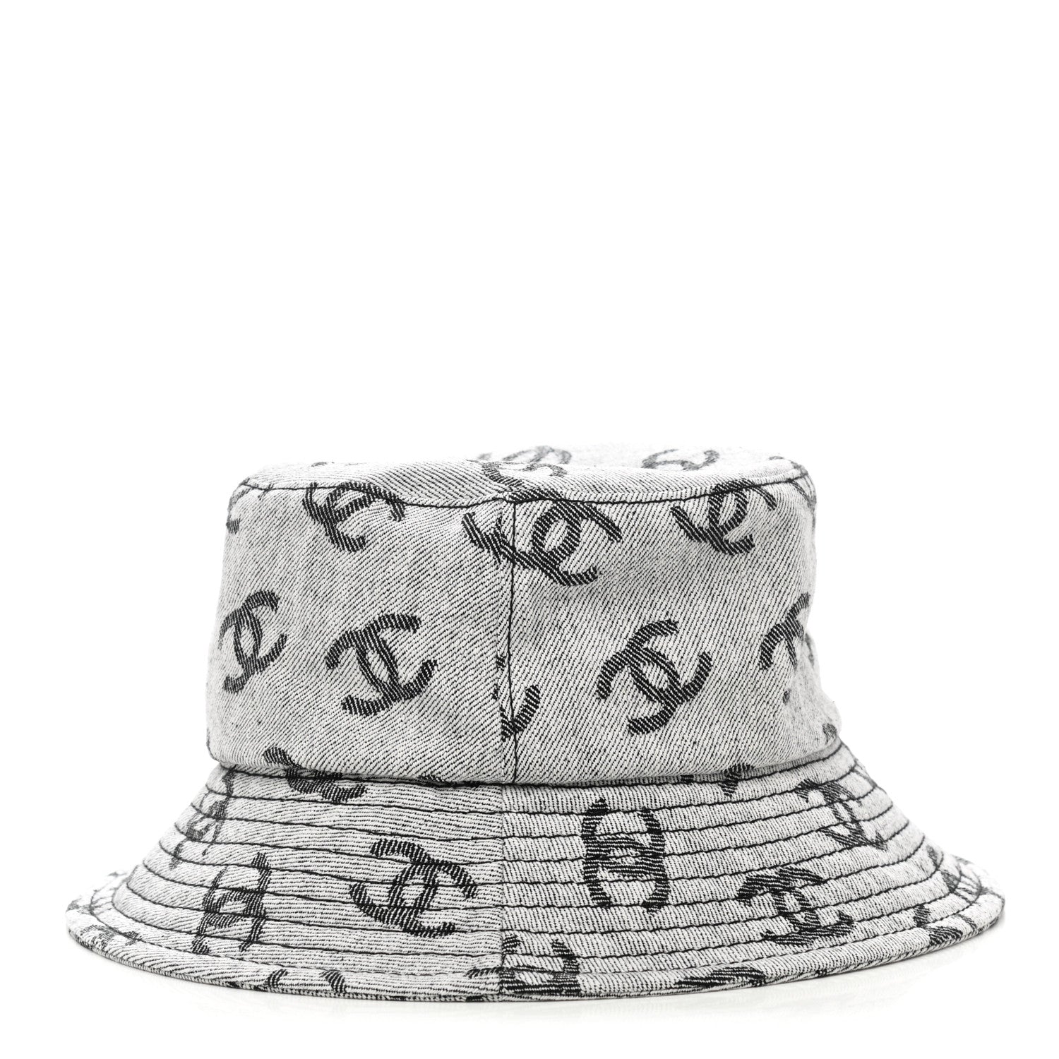 Chanel Denim CC Bucket Hat M White Black 5 of 8