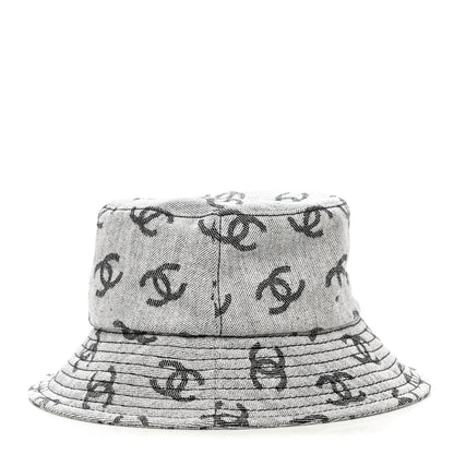 Chanel Denim CC Bucket Hat M White Black 5 of 8
