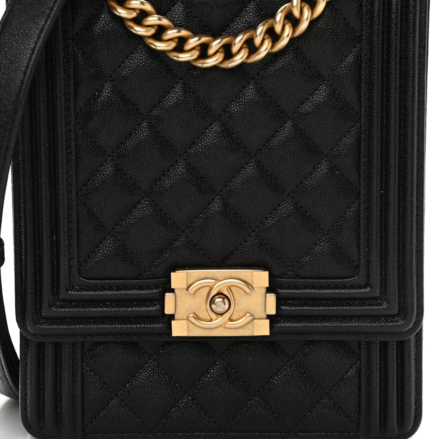 Caviar Quilted North South Boy Flap Black