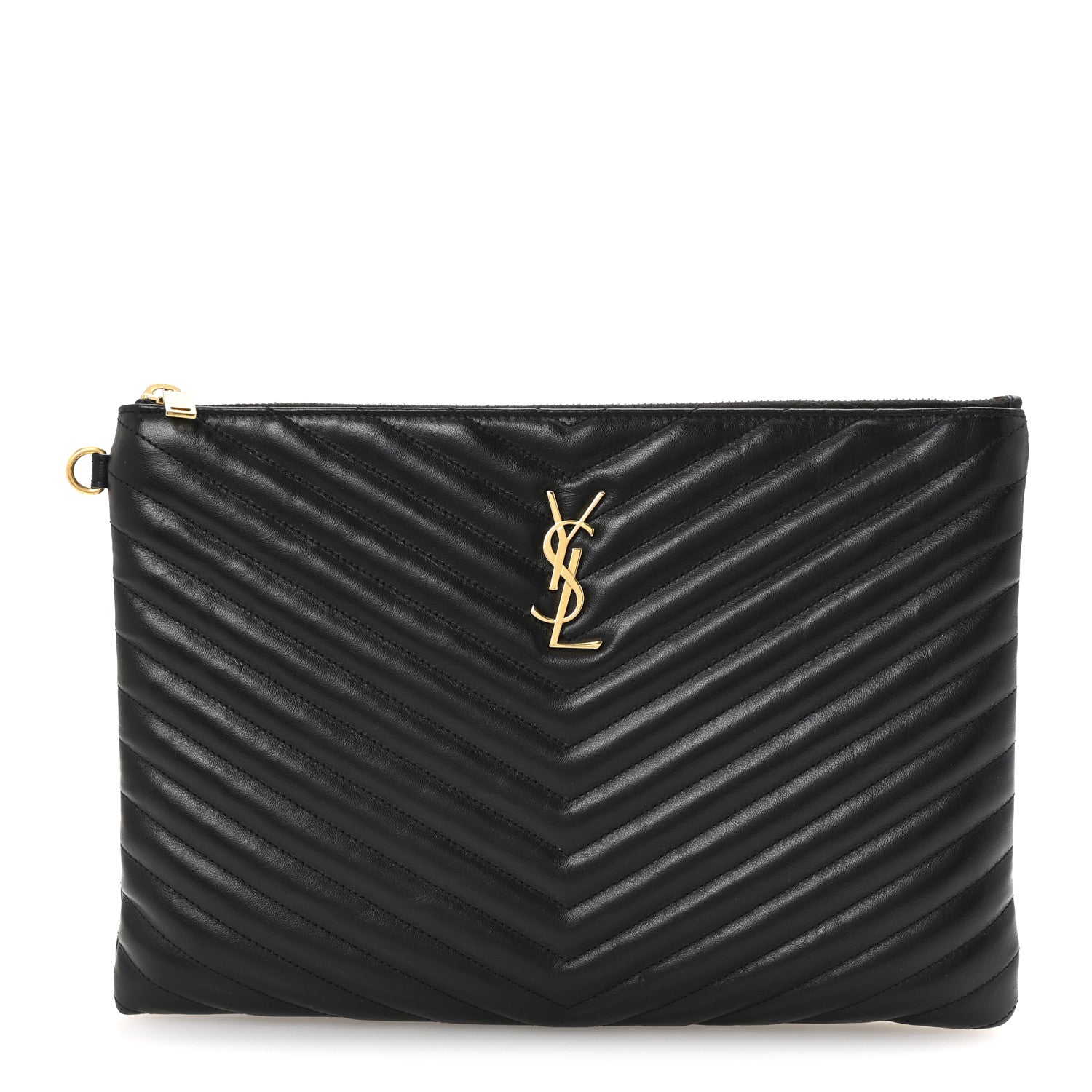Saint Laurent Calfskin Matelasse Monogram Cassandre Tablet Pouch Black 2 of 12