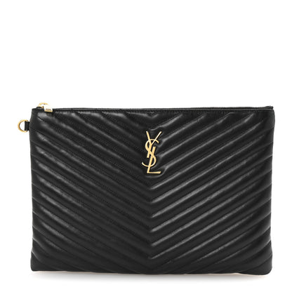 Saint Laurent Calfskin Matelasse Monogram Cassandre Tablet Pouch Black 2 of 12