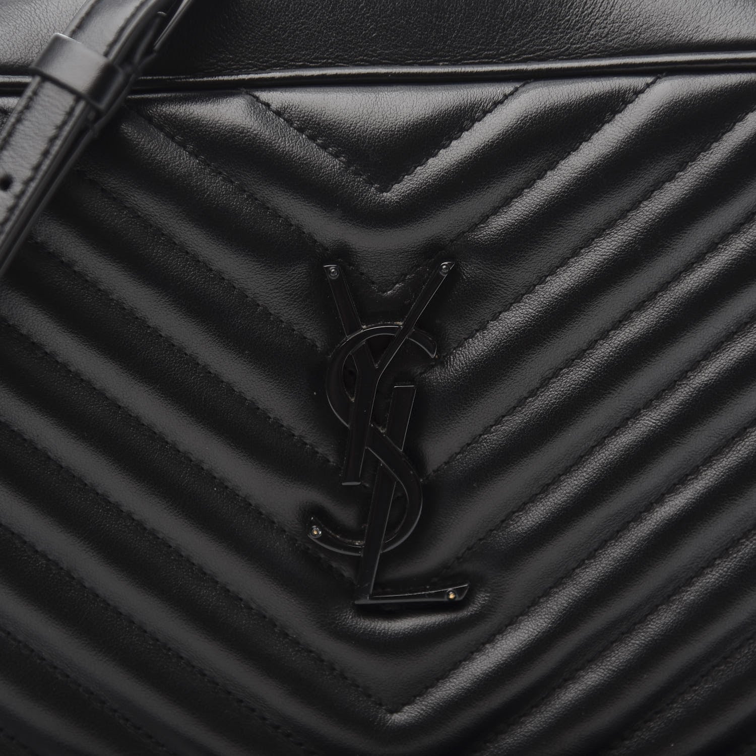 Saint Laurent Calfskin Matelasse Monogram Lou Camera Bag Black 9 of 13