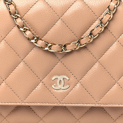 Chanel Caviar Quilted Wallet on Chain WOC Dark Beige 9 of 12