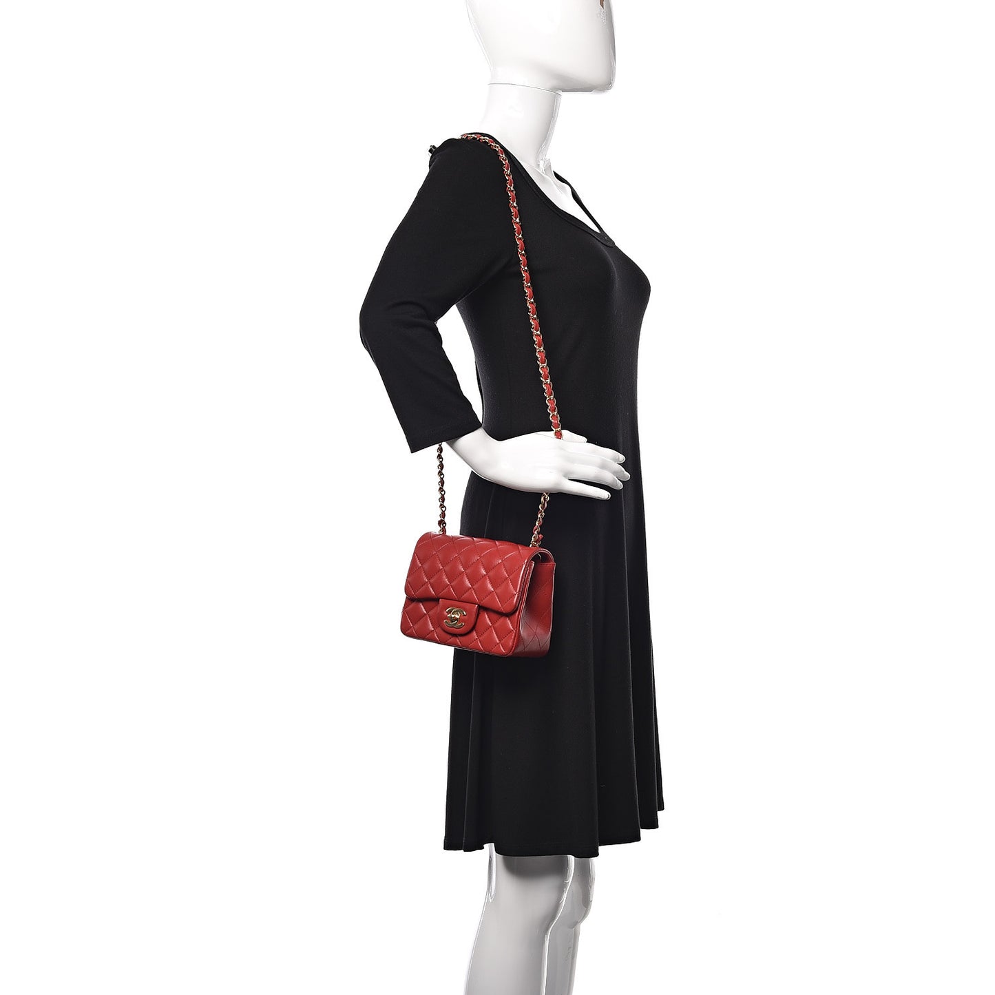 Lambskin Quilted Mini Square Flap Red