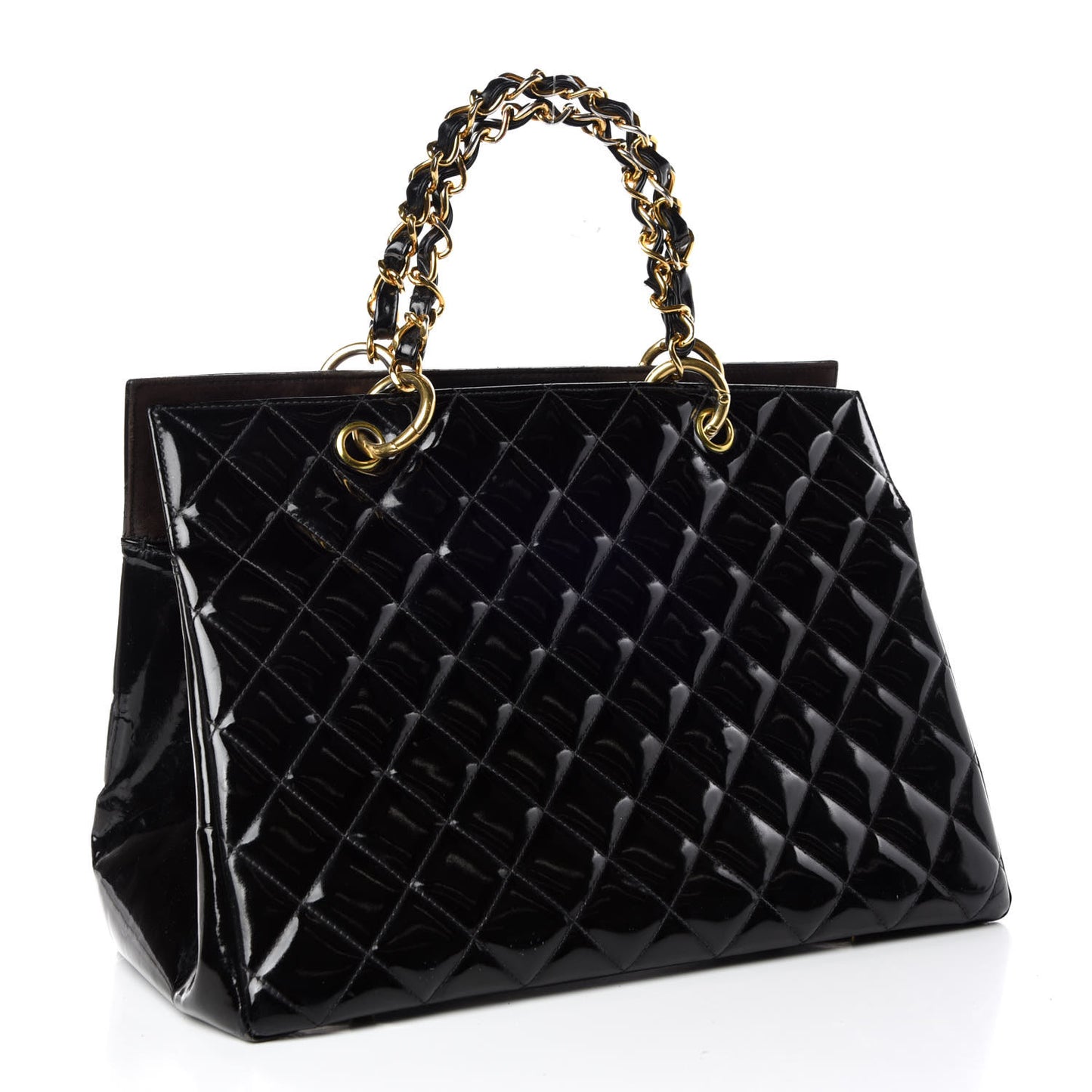 Patent Quilted Grand Shopping Tote GST Black