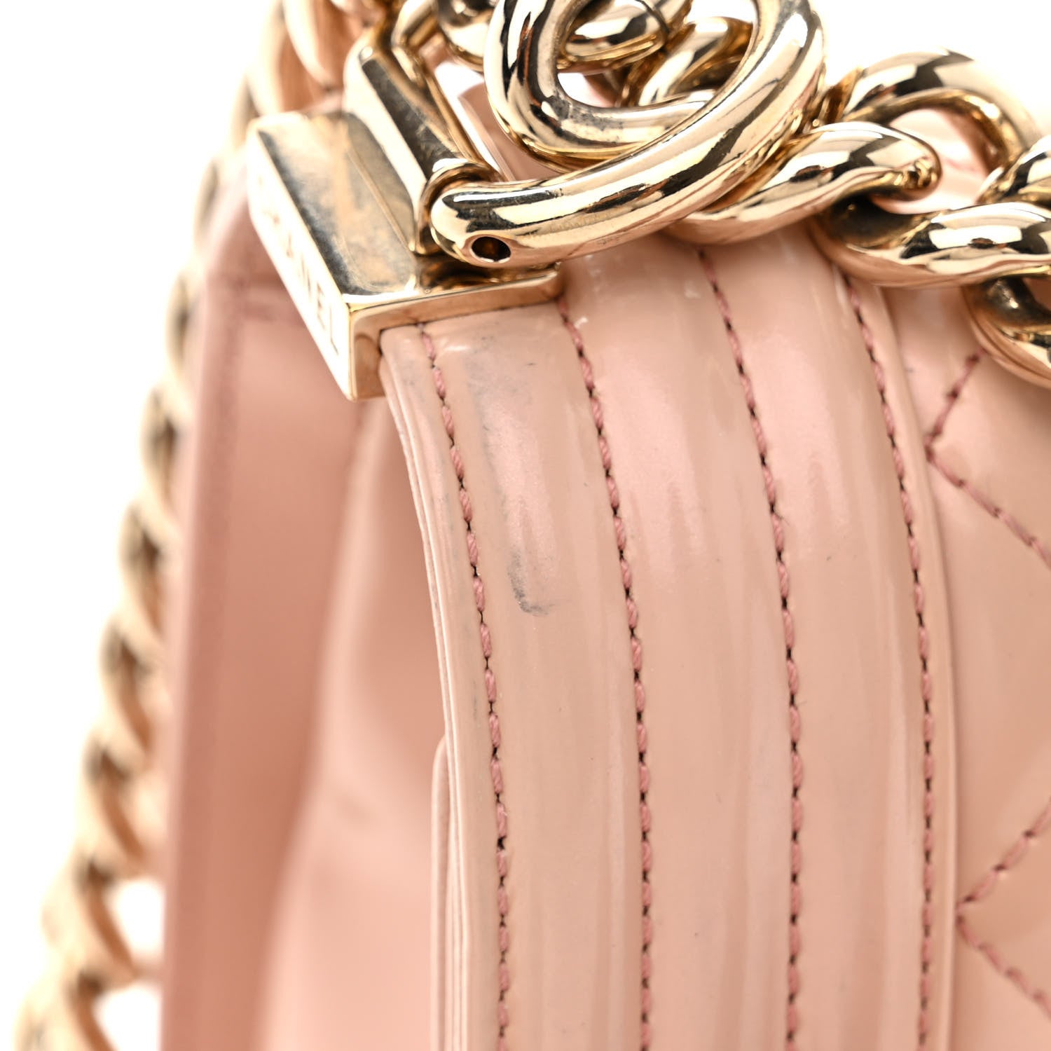 Chanel Patent Calfskin Quilted Medium Boy Flap Beige 16 of 16