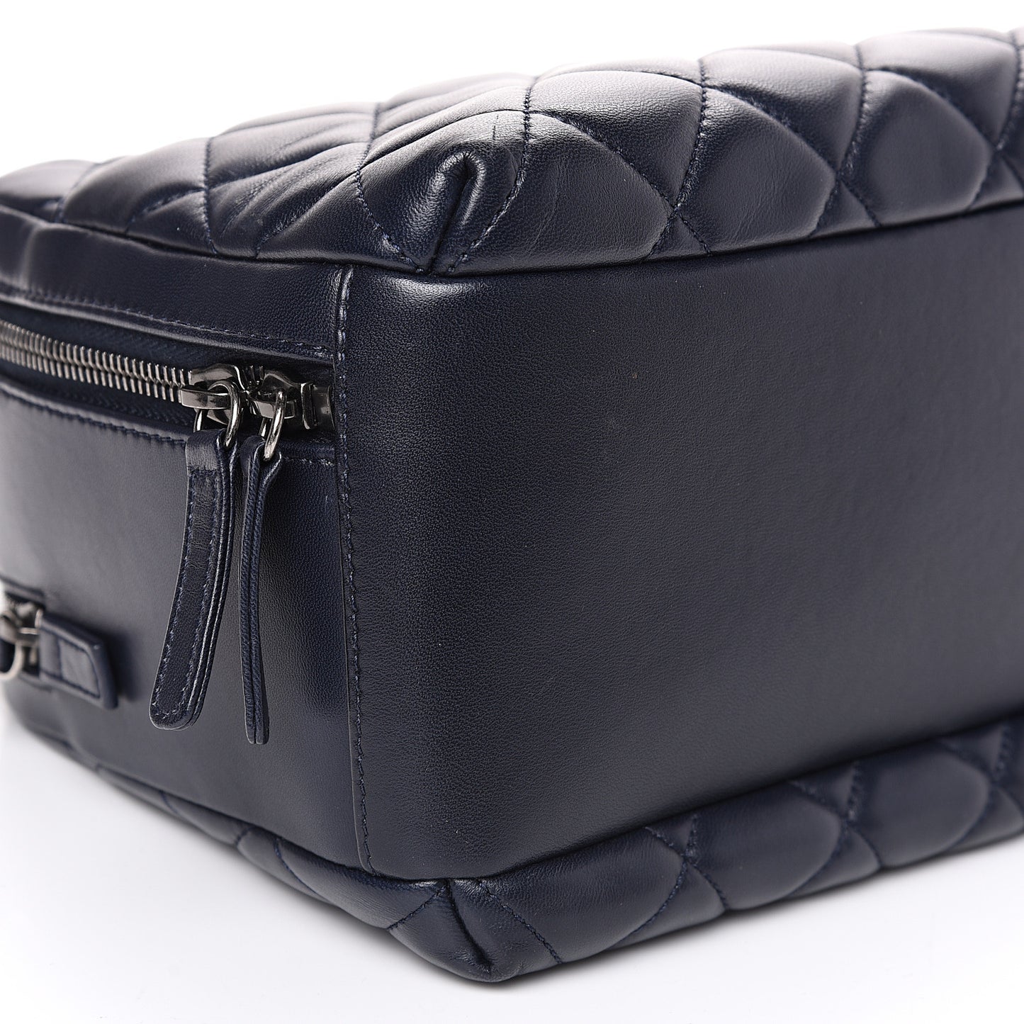 Lambskin Quilted Medium Trendy CC Bowling Bag Navy