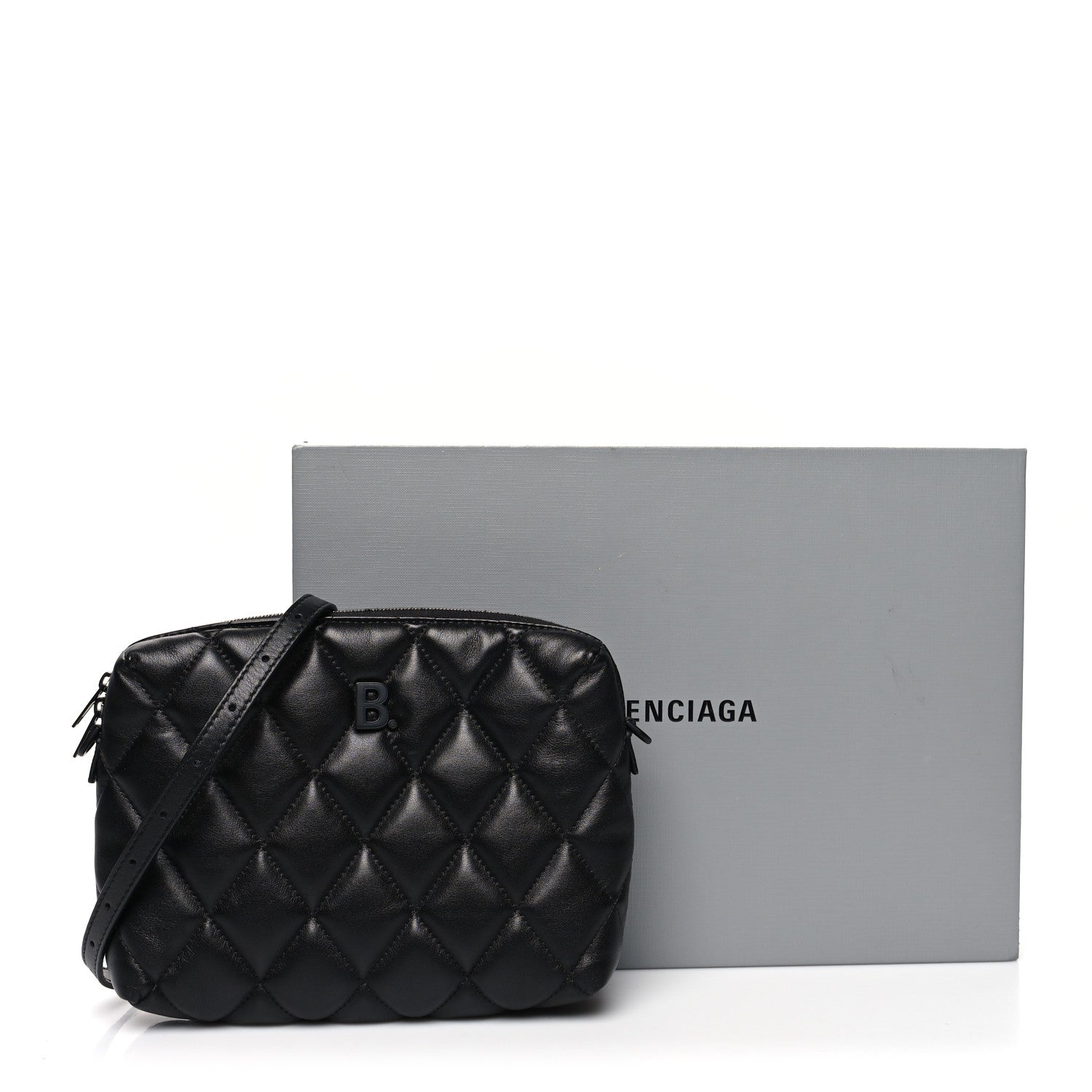 Balenciaga Nappa Calfskin Quilted Touch B Camera Shoulder Bag Black 11 of 11