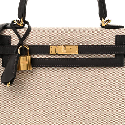 Hermes Toile H Swift Kelly Sellier 25 Ecru Bai Brun 7 of 10