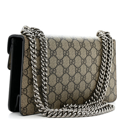 Gucci GG Supreme Monogram Suede Crystal Small Dionysus Shoulder Bag Beige Ebony Black 3 of 15