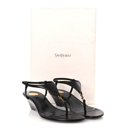 Saint Laurent Nappa Cassandra Monogram Bridget 40 Wedge Sandals 36 Black 10 of 10