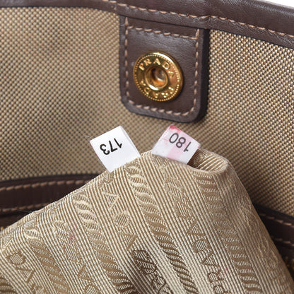 Prada Jacquard Logo Tote Brown 7 of 10