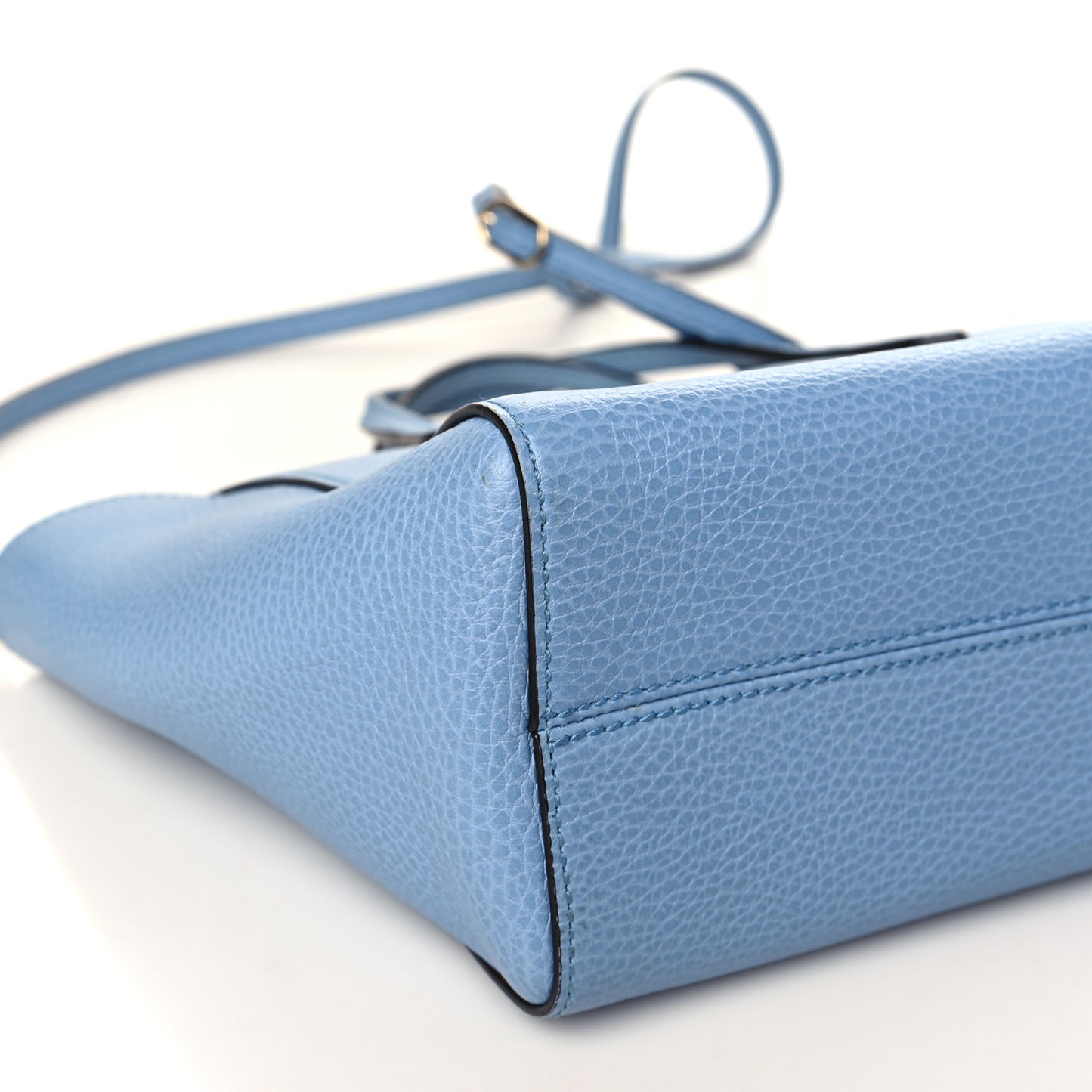 Dollar Calfskin Mini Swing Top Handle Bag Mineral Blue
