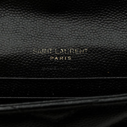 Saint Laurent Grain De Poudre Matelasse Chevron Small Monogram Envelope Wallet Black 6 of 8