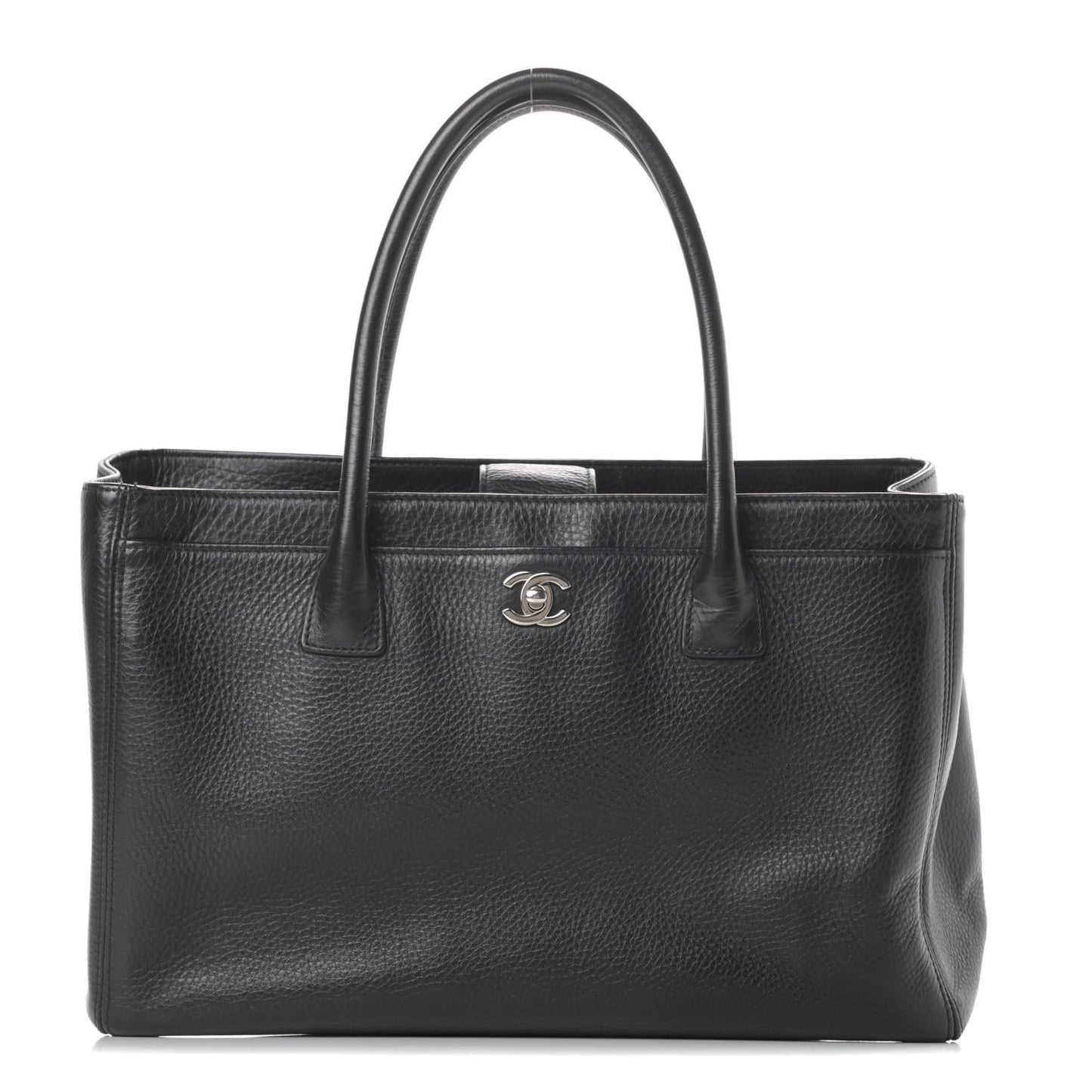 Calfskin Cerf Executive Shopper Tote Black