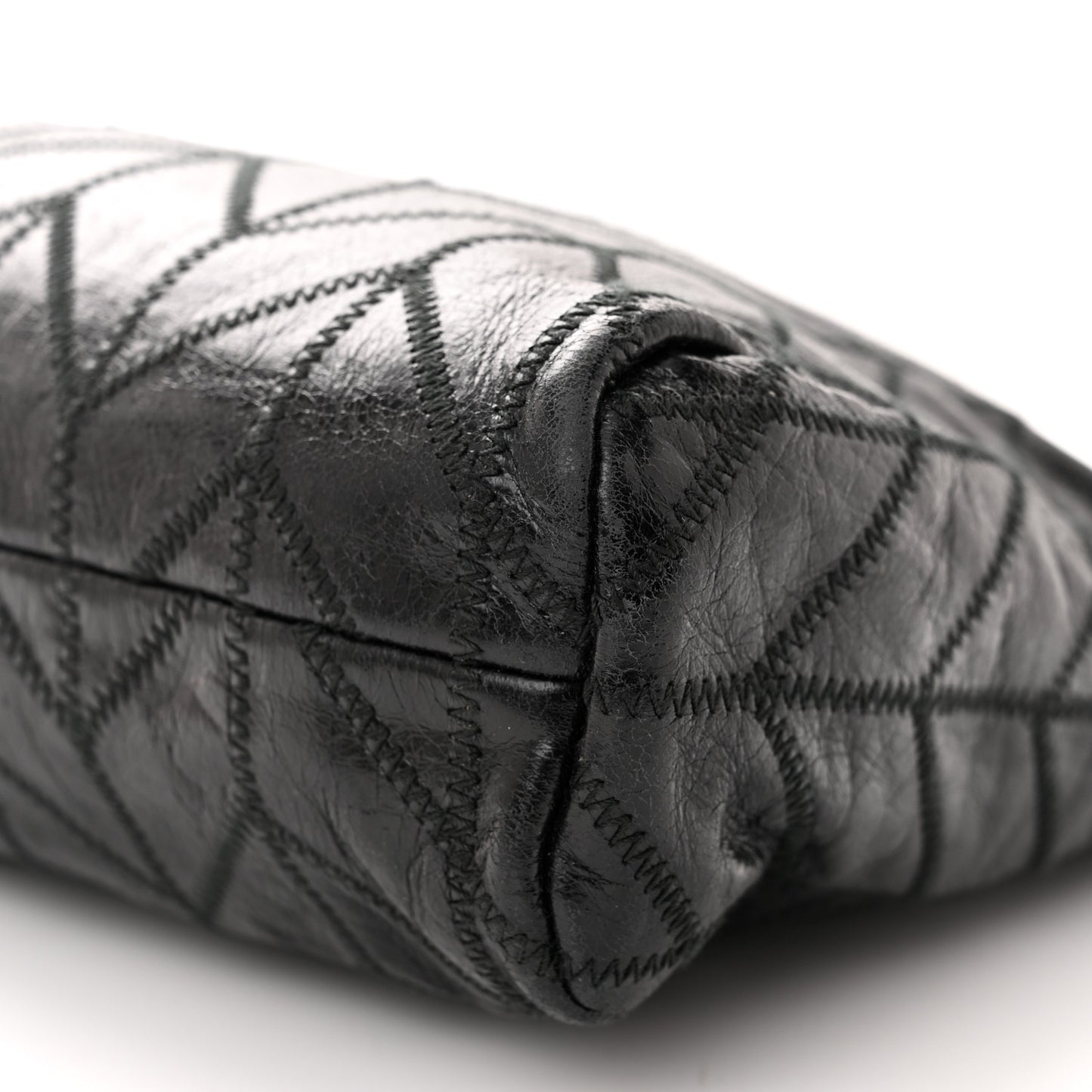 Vitello Shine Quilted Shoulder Bag Black
